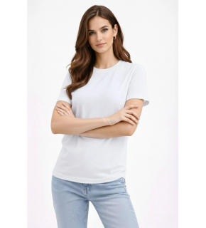 Kadın Bisiklet Yaka Yazlık Kısa kol Düz Tişört Regular Kalıp T-shirt - Beyaz