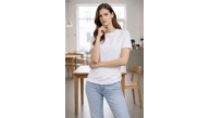 Kadın Bisiklet Yaka Yazlık Kısa kol Düz Tişört Regular Kalıp T-shirt - Beyaz Kadın Bisiklet Yaka Yazlık Kısa kol Düz Tişört Regular Kalıp T-shirt - Beyaz