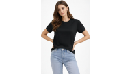 Kadın Bisiklet Yaka Yazlık Kısa kol Düz Tişört Regular Kalıp T-shirt - Siyah Kadın Bisiklet Yaka Yazlık Kısa kol Düz Tişört Regular Kalıp T-shirt - Siyah