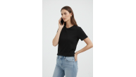Kadın Bisiklet Yaka Yazlık Kısa kol Düz Tişört Regular Kalıp T-shirt - Siyah Kadın Bisiklet Yaka Yazlık Kısa kol Düz Tişört Regular Kalıp T-shirt - Siyah