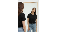 Kadın Bisiklet Yaka Yazlık Kısa kol Düz Tişört Regular Kalıp T-shirt - Siyah Kadın Bisiklet Yaka Yazlık Kısa kol Düz Tişört Regular Kalıp T-shirt - Siyah