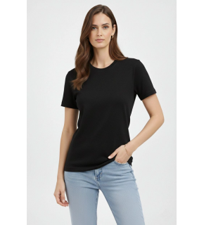 Kadın Bisiklet Yaka Yazlık Kısa kol Düz Tişört Regular Kalıp T-shirt - Siyah