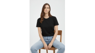 Kadın Bisiklet Yaka Yazlık Kısa kol Düz Tişört Regular Kalıp T-shirt - Siyah Kadın Bisiklet Yaka Yazlık Kısa kol Düz Tişört Regular Kalıp T-shirt - Siyah