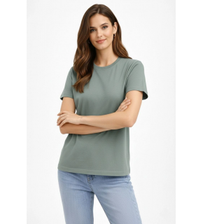 Kadın Bisiklet Yaka Yazlık Kısa kol Düz Tişört Regular Kalıp T-shirt - Mint Yeşili