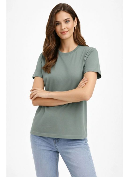 Kadın Bisiklet Yaka Yazlık Kısa kol Düz Tişört Regular Kalıp T-shirt - Mint Yeşili Kadın Bisiklet Yaka Yazlık Kısa kol Düz Tişört Regular Kalıp T-shirt - Mint Yeşili