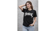 Kadın Kısa Kol Yazlık Tişört Bisiklet Yaka Baskılı Oversize T-Shirt - Siyah Kadın Kısa Kol Yazlık Tişört Bisiklet Yaka Baskılı Oversize T-Shirt - Siyah