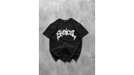 Kadın Kısa Kol Yazlık Tişört Bisiklet Yaka Baskılı Oversize T-Shirt - Siyah Kadın Kısa Kol Yazlık Tişört Bisiklet Yaka Baskılı Oversize T-Shirt - Siyah