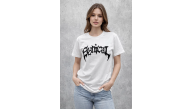 Kadın Kısa Kol Yazlık Tişört Bisiklet Yaka Baskılı Oversize T-Shirt - Beyaz Kadın Kısa Kol Yazlık Tişört Bisiklet Yaka Baskılı Oversize T-Shirt - Beyaz