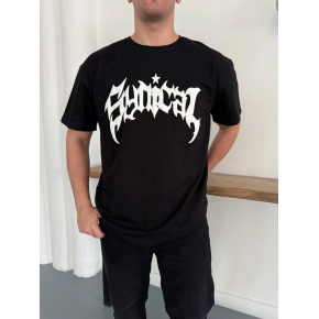 Erkek Kısa Kol Yazlık Tişört Bisiklet Yaka Baskılı Oversize T-Shirt - Siyah
