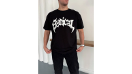 Erkek Kısa Kol Yazlık Tişört Bisiklet Yaka Baskılı Oversize T-Shirt - Siyah Erkek Kısa Kol Yazlık Tişört Bisiklet Yaka Baskılı Oversize T-Shirt - Siyah