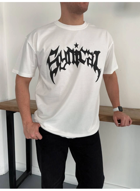 Erkek Kısa Kol Yazlık Tişört Bisiklet Yaka Baskılı Oversize T-Shirt - Beyaz Erkek Kısa Kol Yazlık Tişört Bisiklet Yaka Baskılı Oversize T-Shirt - Beyaz