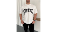 Erkek Kısa Kol Yazlık Tişört Bisiklet Yaka Baskılı Oversize T-Shirt - Beyaz Erkek Kısa Kol Yazlık Tişört Bisiklet Yaka Baskılı Oversize T-Shirt - Beyaz