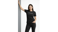 Kadın Wafıl Kumaş Tişört Regular Kalıp Bisiklet Yaka Baskılı T-Shirt - Siyah Kadın Wafıl Kumaş Tişört Regular Kalıp Bisiklet Yaka Baskılı T-Shirt - Siyah