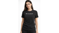 Kadın Wafıl Kumaş Tişört Regular Kalıp Bisiklet Yaka Baskılı T-Shirt - Siyah Kadın Wafıl Kumaş Tişört Regular Kalıp Bisiklet Yaka Baskılı T-Shirt - Siyah