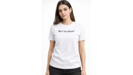 Kadın Wafıl Kumaş Tişört Regular Kalıp Bisiklet Yaka Baskılı T-Shirt - Beyaz Kadın Wafıl Kumaş Tişört Regular Kalıp Bisiklet Yaka Baskılı T-Shirt - Beyaz