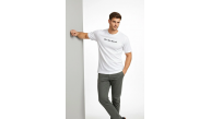 Erkek Wafıl Kumaş Tişört Regular Kalıp Bisiklet Yaka Baskılı T-Shirt - Beyaz Erkek Wafıl Kumaş Tişört Regular Kalıp Bisiklet Yaka Baskılı T-Shirt - Beyaz