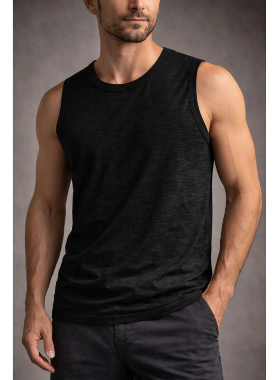 Erkek Flamlı Kumaş Kolsuz Atlet Günlük Fitness Spor T-Shirt - Siyah Erkek Flamlı Kumaş Kolsuz Atlet Günlük Fitness Spor T-Shirt - Siyah