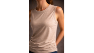 Kadın Flamlı Kumaş Kolsuz Atlet Günlük Fitness Spor T-Shirt - Taş