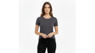 Kadın T-Shirt Bisiklet Yaka Slim Fit Likralı Tişört Yazlık Basic Body - Füme Kadın T-Shirt Bisiklet Yaka Slim Fit Likralı Tişört Yazlık Basic Body - Füme