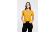 Kadın T-Shirt Bisiklet Yaka Slim Fit Likralı Tişört Yazlık Basic Body - Sarı Kadın T-Shirt Bisiklet Yaka Slim Fit Likralı Tişört Yazlık Basic Body - Sarı
