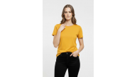 Kadın T-Shirt Bisiklet Yaka Slim Fit Likralı Tişört Yazlık Basic Body - Sarı Kadın T-Shirt Bisiklet Yaka Slim Fit Likralı Tişört Yazlık Basic Body - Sarı
