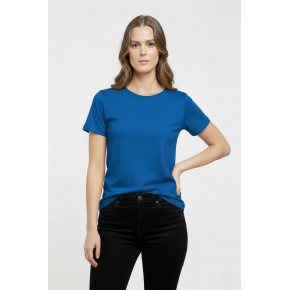 Kadın T-Shirt Bisiklet Yaka Slim Fit Likralı Tişört Yazlık Basic Body - İndigo