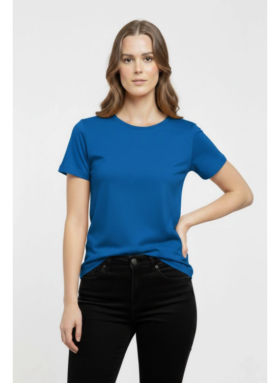 Kadın T-Shirt Bisiklet Yaka Slim Fit Likralı Tişört Yazlık Basic Body - İndigo Kadın T-Shirt Bisiklet Yaka Slim Fit Likralı Tişört Yazlık Basic Body - İndigo