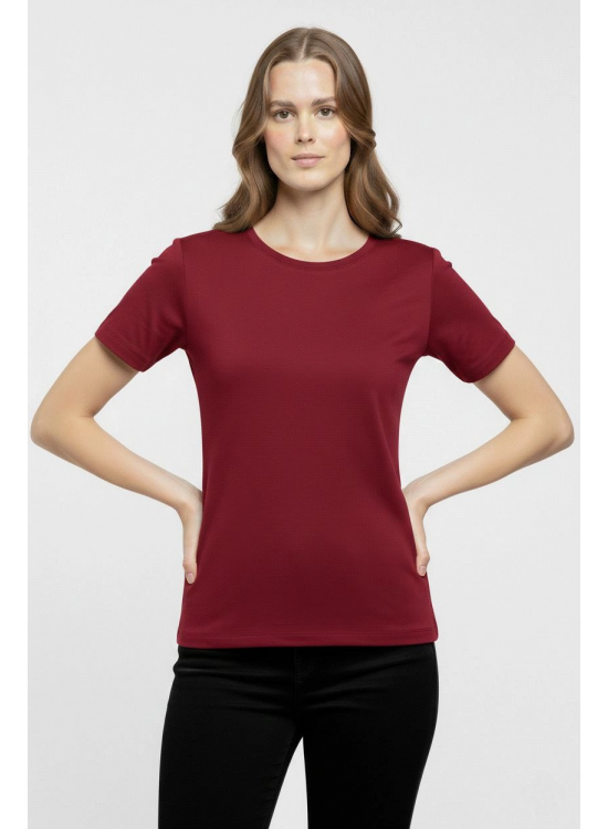 Kadın T-Shirt Bisiklet Yaka Slim Fit Likralı Tişört Yazlık Basic Body - Bordo Kadın T-Shirt Bisiklet Yaka Slim Fit Likralı Tişört Yazlık Basic Body - Bordo
