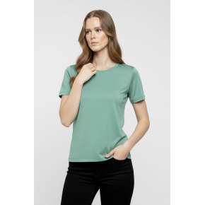 Kadın T-Shirt Bisiklet Yaka Slim Fit Likralı Tişört Yazlık Basic Body - Mint Yeşili