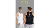 Erkek Spor Slimfit Fitilli Kaşkorse Arka Basklı Atlet 2'li Set Siyah-Beyaz Erkek Spor Slimfit Fitilli Kaşkorse Arka Basklı Atlet 2'li Set Siyah-Beyaz