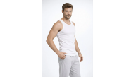 Erkek Spor Slimfit Fitilli Kaşkorse Arka Basklı Atlet 2'li Set Kahverengi-Beyaz Erkek Spor Slimfit Fitilli Kaşkorse Arka Basklı Atlet 2'li Set Kahverengi-Beyaz
