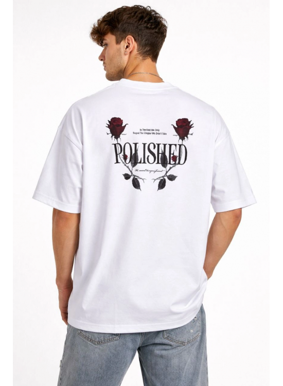 Erkek Kısa Kol Yazlık Tişört Bisiklet Yaka Baskılı Oversize T-Shirt - Beyaz Erkek Kısa Kol Yazlık Tişört Bisiklet Yaka Baskılı Oversize T-Shirt - Beyaz