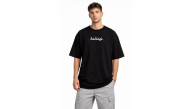 Erkek Kısa Kol Yazlık Tişört Bisiklet Yaka Baskılı Oversize T-Shirt - Siyah