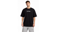 Erkek Kısa Kol Yazlık Tişört Bisiklet Yaka Baskılı Oversize T-Shirt - Siyah
