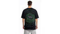 Erkek Kısa Kol Yazlık Tişört Bisiklet Yaka Baskılı Oversize T-Shirt - Siyah
