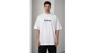 Erkek Kısa Kol Yazlık Tişört Bisiklet Yaka Baskılı Oversize T-Shirt - Beyaz