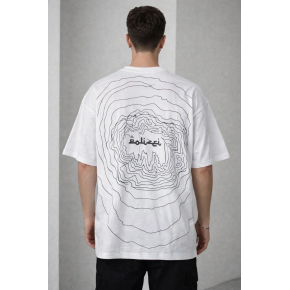 Erkek Kısa Kol Yazlık Tişört Bisiklet Yaka Baskılı Oversize T-Shirt - Beyaz