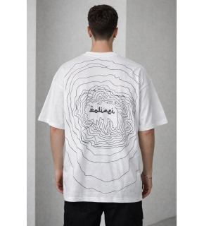 Erkek Kısa Kol Yazlık Tişört Bisiklet Yaka Baskılı Oversize T-Shirt - Beyaz