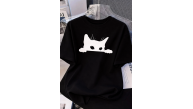 Kadınlar için Siyah Kedi Grafik Tişört - Oversize Kısa Kollu Üst Nefes Alabilir - Siyah Kadınlar için Siyah Kedi Grafik Tişört - Oversize Kısa Kollu Üst Nefes Alabilir - Siyah