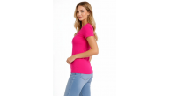 Kadın V Yaka Tişört Kısa Kol Slim Fit T-shirt 3'lü Set Pembe-Açık Mavi-Ekru Kadın V Yaka Tişört Kısa Kol Slim Fit T-shirt 3'lü Set Pembe-Açık Mavi-Ekru