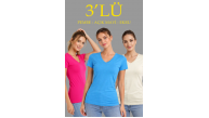 Kadın V Yaka Tişört Kısa Kol Slim Fit T-shirt 3'lü Set Pembe-Açık Mavi-Ekru Kadın V Yaka Tişört Kısa Kol Slim Fit T-shirt 3'lü Set Pembe-Açık Mavi-Ekru