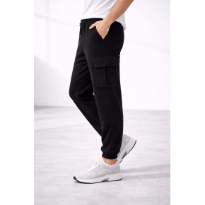 Erkek Jogger Eşofman Altı Kargo Cepli Lastikli Paça Spor Pantolon - Siyah