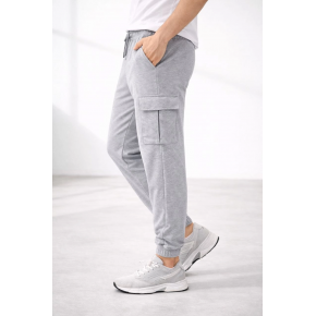 Erkek Jogger Eşofman Altı Kargo Cepli Lastikli Paça Spor Pantolon - Gri