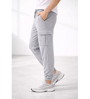 Erkek Jogger Eşofman Altı Kargo Cepli Lastikli Paça Spor Pantolon - Gri