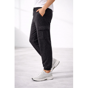 Erkek Jogger Eşofman Altı Kargo Cepli Lastikli Paça Spor Pantolon - Füme