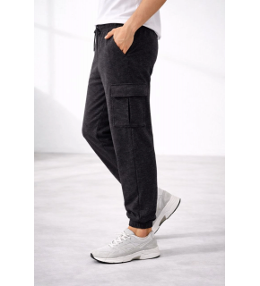 Erkek Jogger Eşofman Altı Kargo Cepli Lastikli Paça Spor Pantolon - Füme
