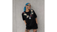Kadın Kısa Kol Yazlık Tişört Bisiklet Yaka Baskılı Oversize T-Shirt - Siyah Kadın Kısa Kol Yazlık Tişört Bisiklet Yaka Baskılı Oversize T-Shirt - Siyah