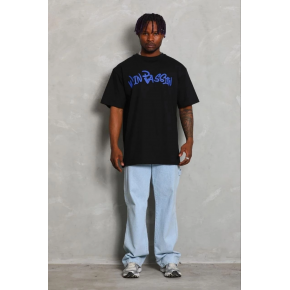 Erkek Baskılı T-Shirt Kısa Kol Bisiklet Yaka Regular Fit Tişört - Siyah
