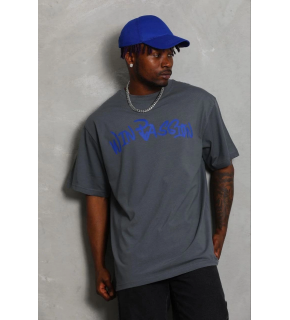 Erkek Baskılı T-Shirt Kısa Kol Bisiklet Yaka Regular Fit Tişört - Füme