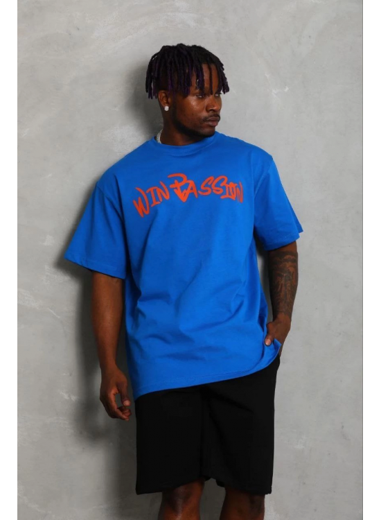 Erkek Baskılı T-Shirt Kısa Kol Bisiklet Yaka Regular Fit Tişört - Saks Mavisi Erkek Baskılı T-Shirt Kısa Kol Bisiklet Yaka Regular Fit Tişört - Saks Mavisi